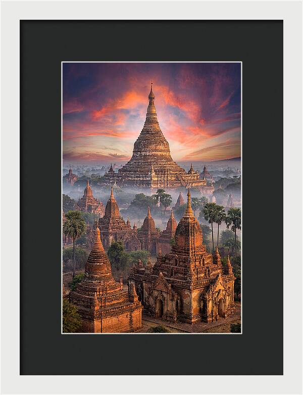 Misty Sunrise Over Bagan Temples