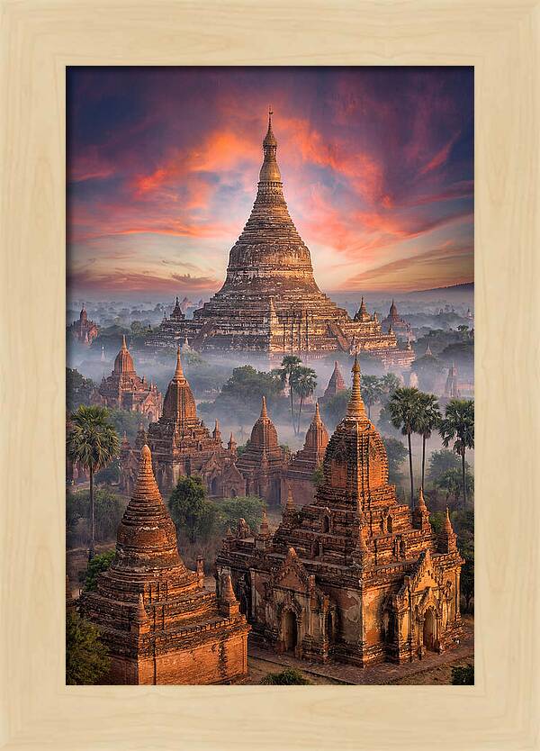 Misty Sunrise Over Bagan Temples