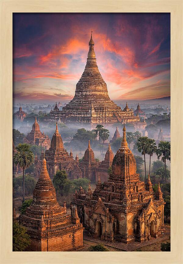 Misty Sunrise Over Bagan Temples