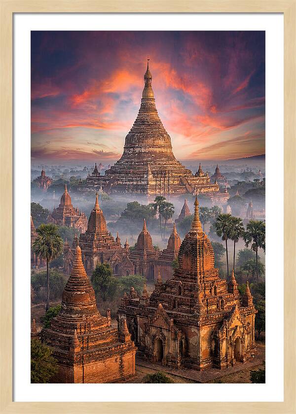 Misty Sunrise Over Bagan Temples