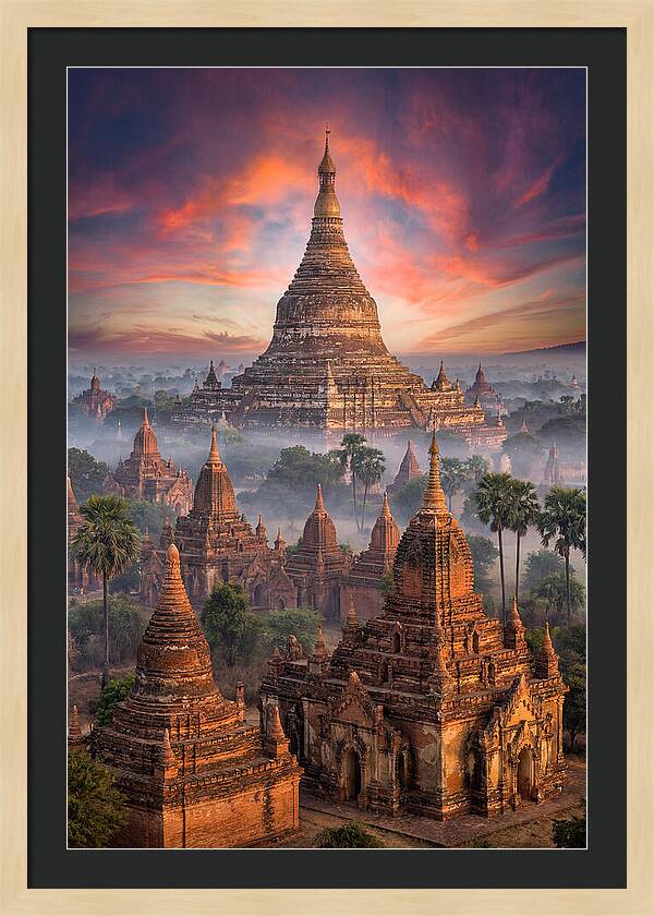 Misty Sunrise Over Bagan Temples