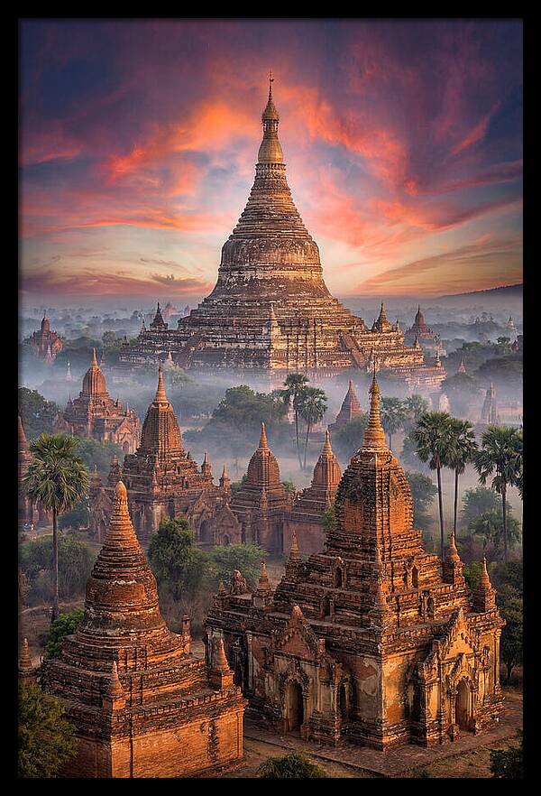 Misty Sunrise Over Bagan Temples