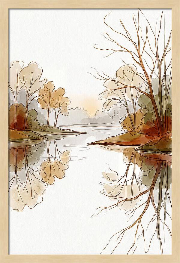 Misty Sunrise Over Calm River
