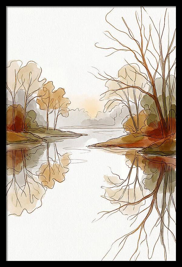 Misty Sunrise Over Calm River