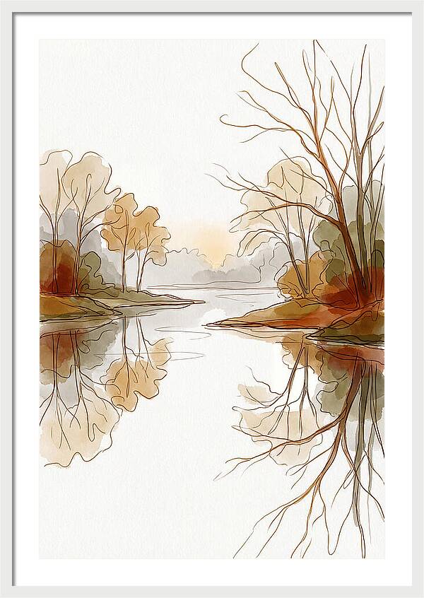 Misty Sunrise Over Calm River