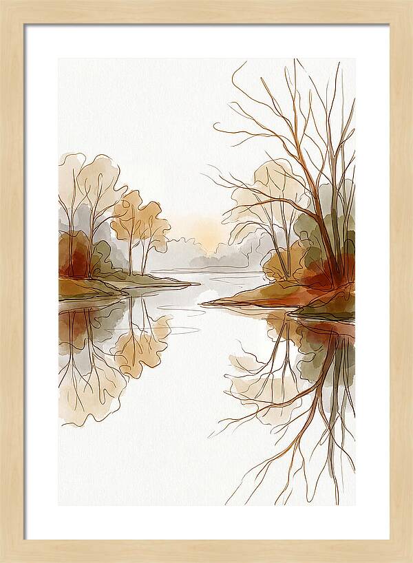 Misty Sunrise Over Calm River