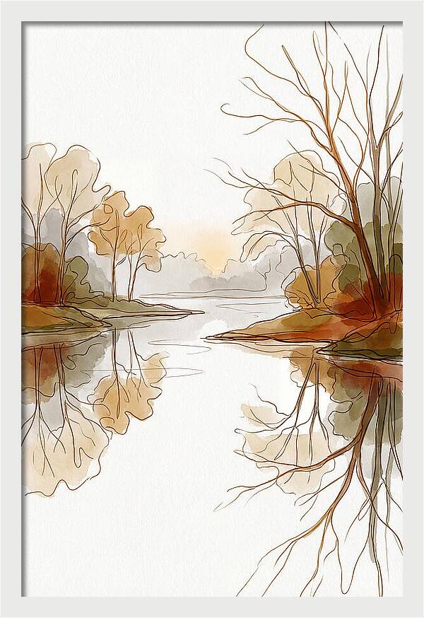 Misty Sunrise Over Calm River