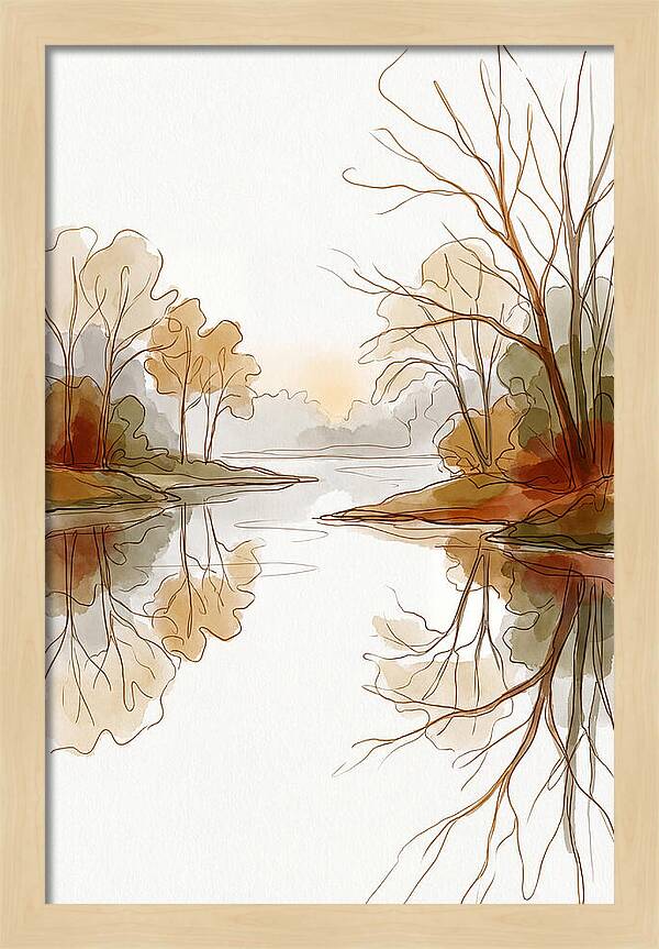 Misty Sunrise Over Calm River