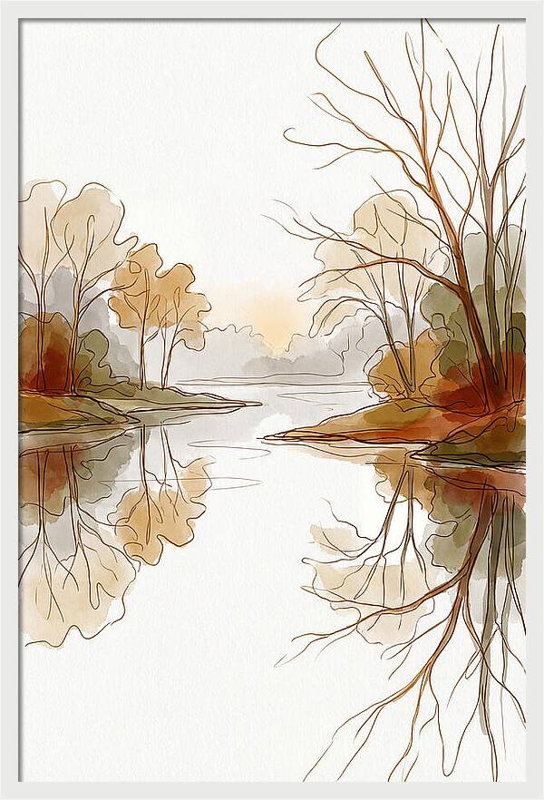 Misty Sunrise Over Calm River