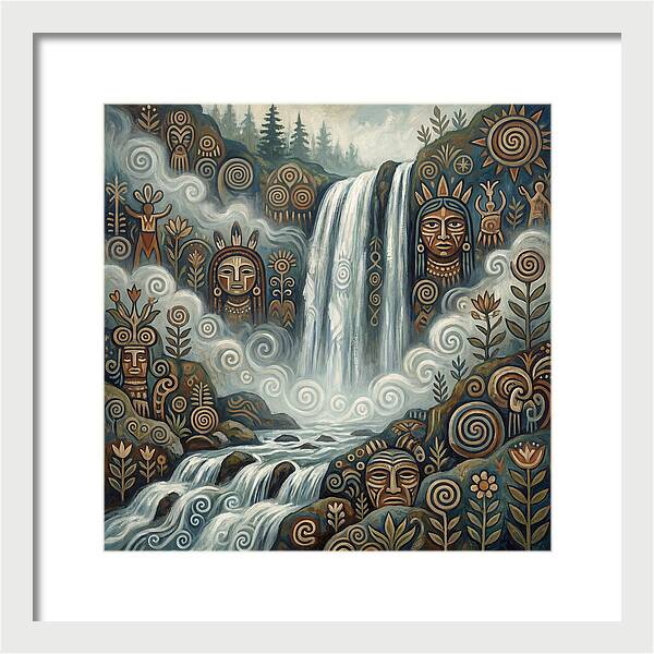 Misty Waterfall Folk Art