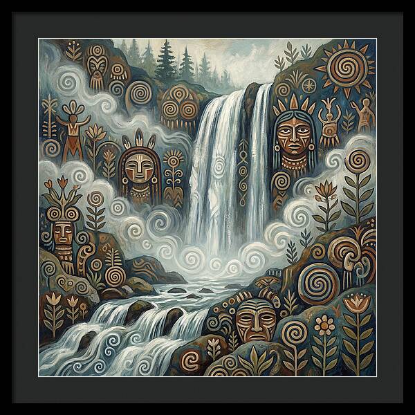 Misty Waterfall Folk Art