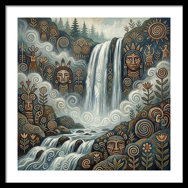 Misty Waterfall Folk Art