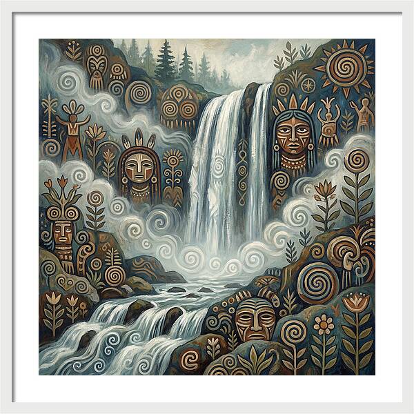 Misty Waterfall Folk Art