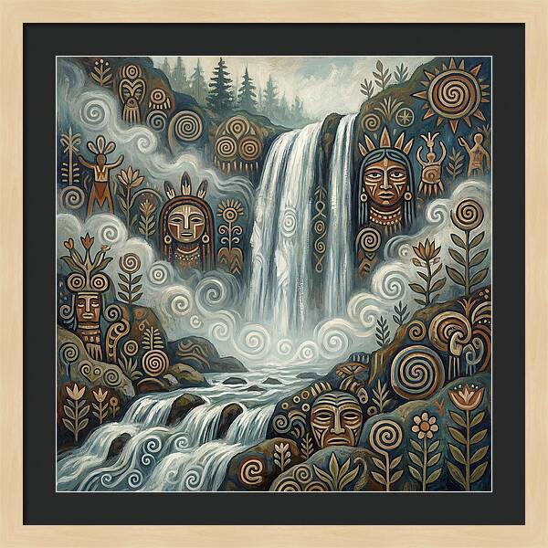 Misty Waterfall Folk Art