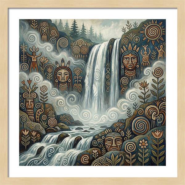 Misty Waterfall Folk Art