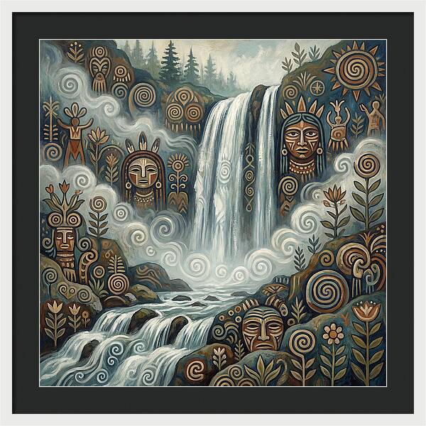 Misty Waterfall Folk Art