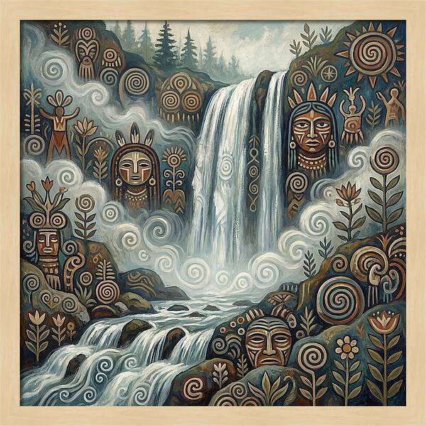 Misty Waterfall Folk Art