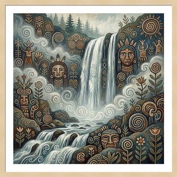 Misty Waterfall Folk Art