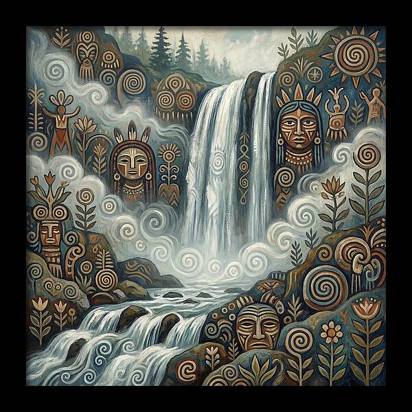 Misty Waterfall Folk Art
