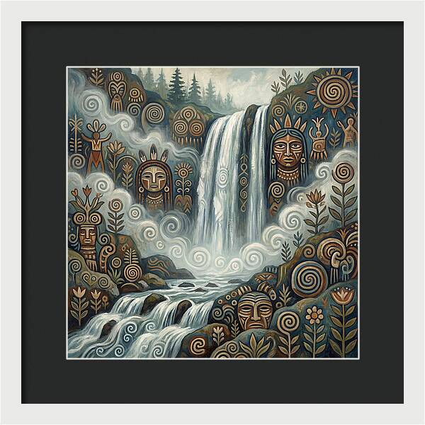 Misty Waterfall Folk Art