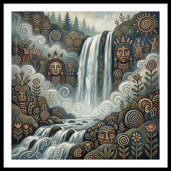 Misty Waterfall Folk Art