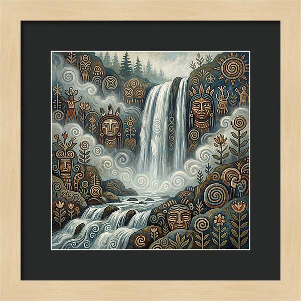 Misty Waterfall Folk Art