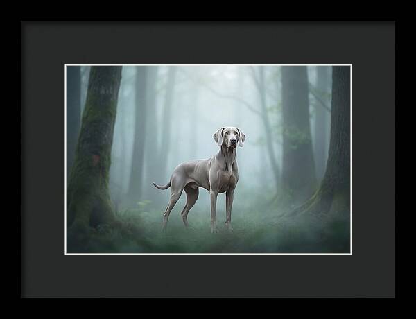 Misty Weimaraner In The Forest
