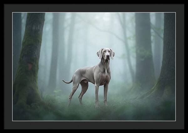 Misty Weimaraner In The Forest