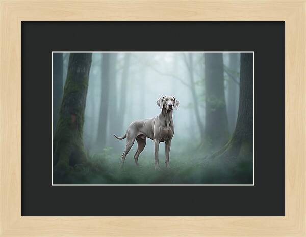 Misty Weimaraner In The Forest