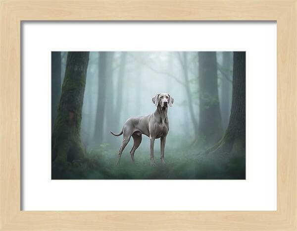 Misty Weimaraner In The Forest