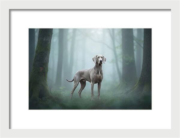 Misty Weimaraner In The Forest