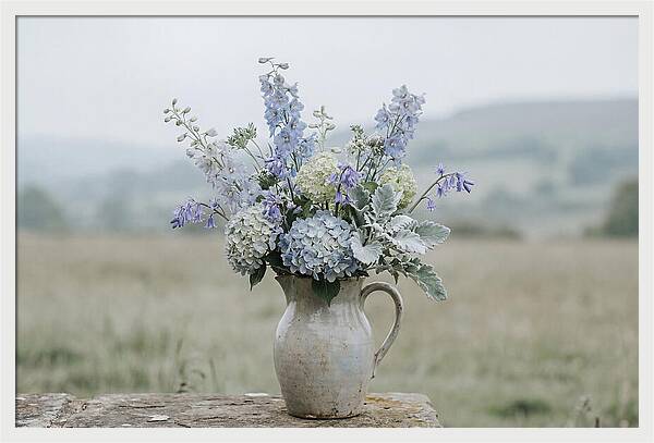 Mixed Garden Flowers In Antique Ceramic
