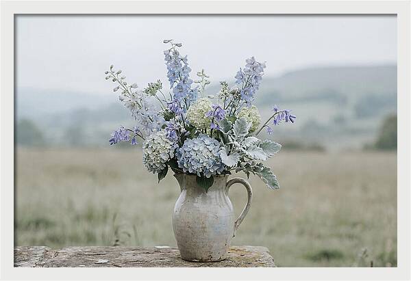 Mixed Garden Flowers In Antique Ceramic