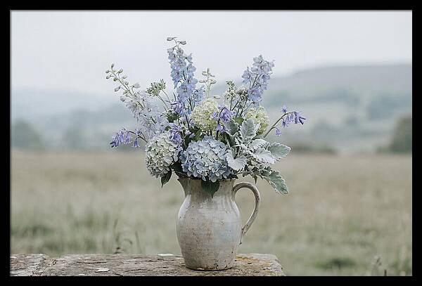 Mixed Garden Flowers In Antique Ceramic