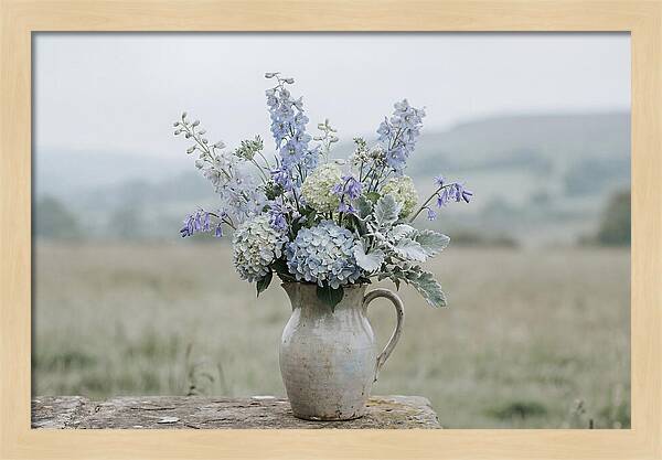 Mixed Garden Flowers In Antique Ceramic