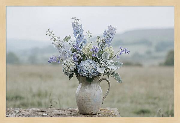 Mixed Garden Flowers In Antique Ceramic