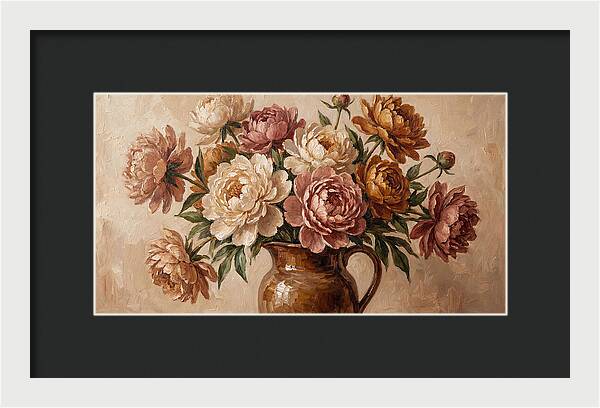 Mixed Peonies In Vintage Vase