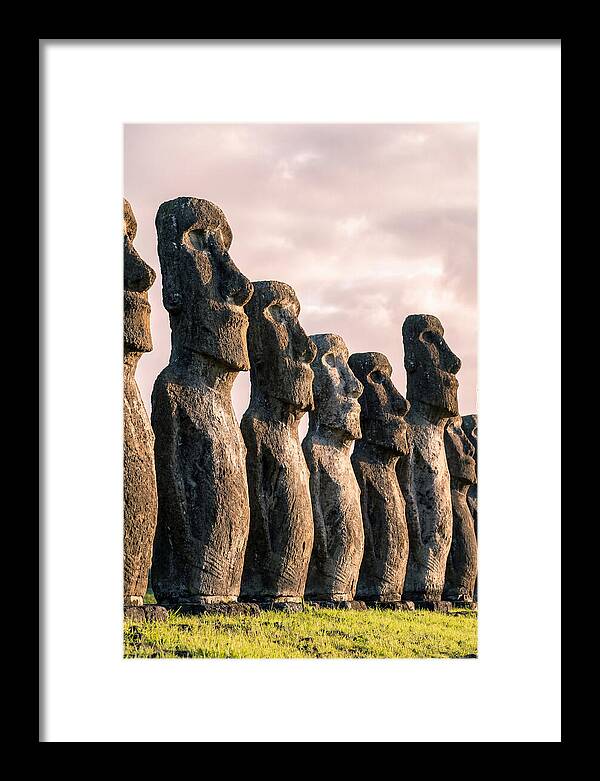 Moai Statues Beneath Dawn Sky