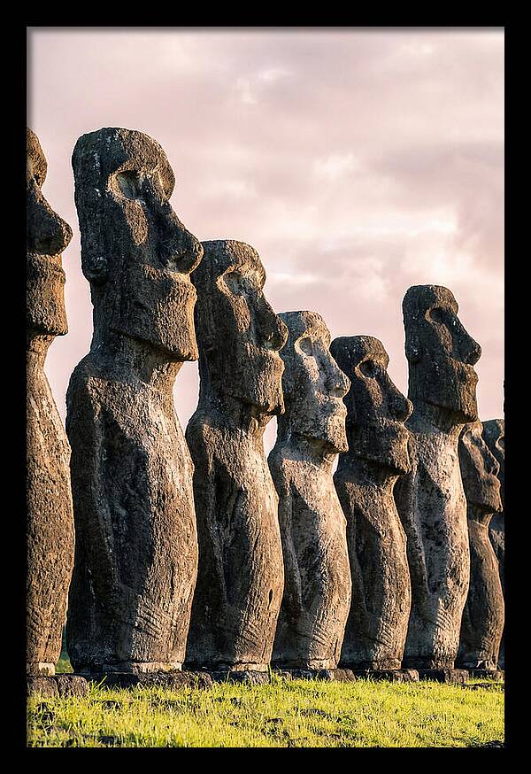 Moai Statues Beneath Dawn Sky