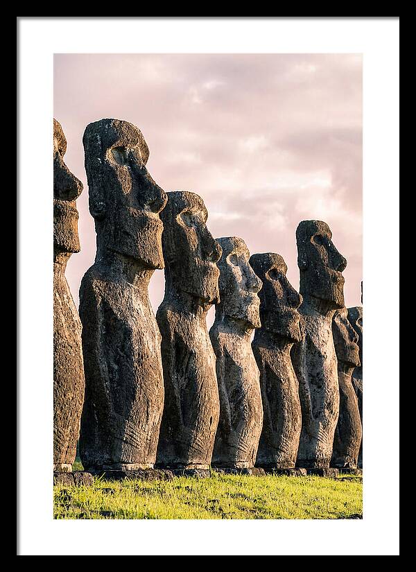 Moai Statues Beneath Dawn Sky