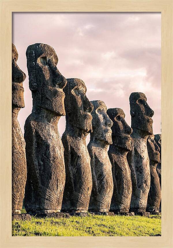 Moai Statues Beneath Dawn Sky