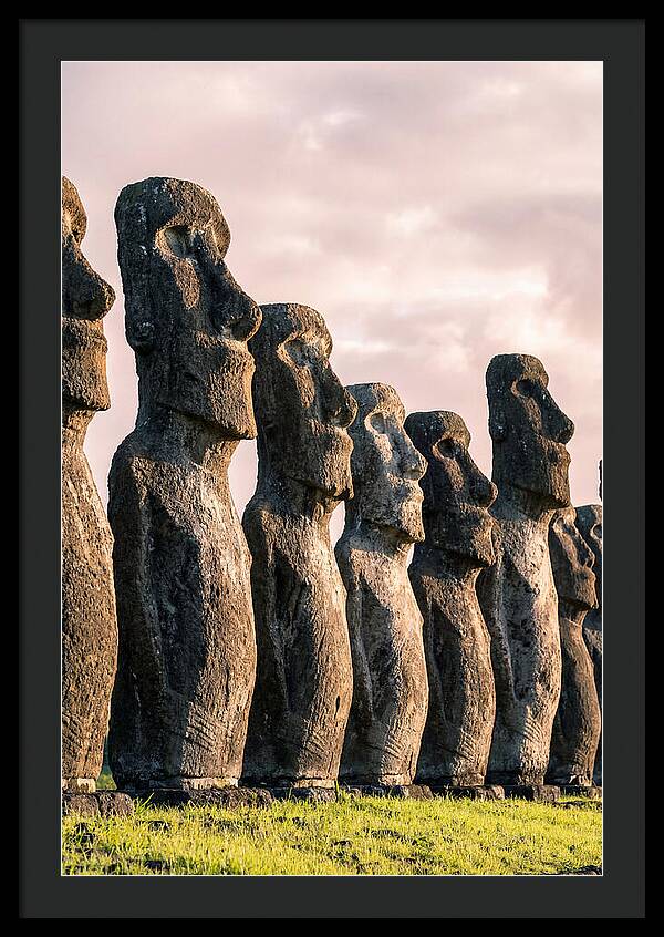 Moai Statues Beneath Dawn Sky