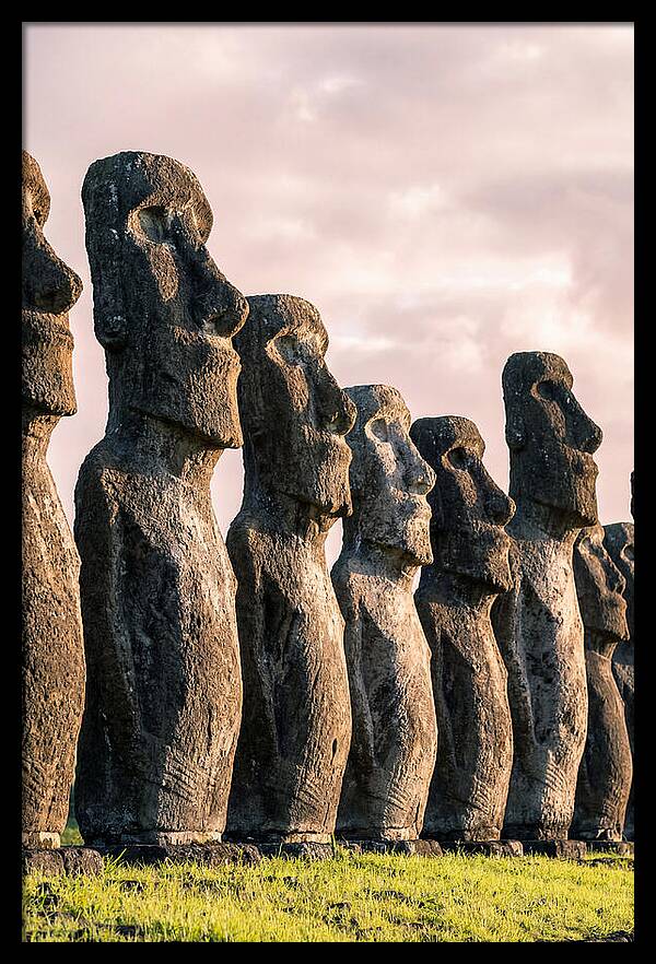 Moai Statues Beneath Dawn Sky