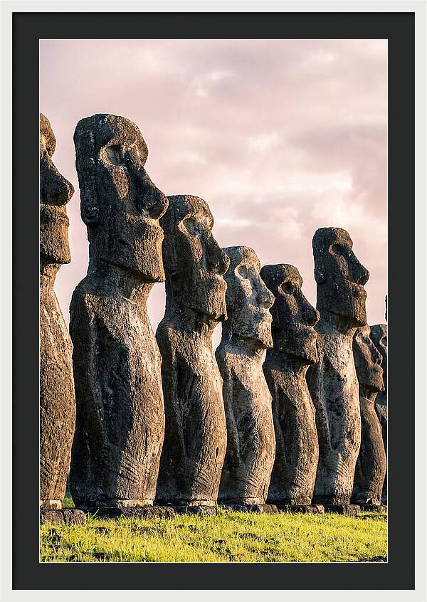 Moai Statues Beneath Dawn Sky