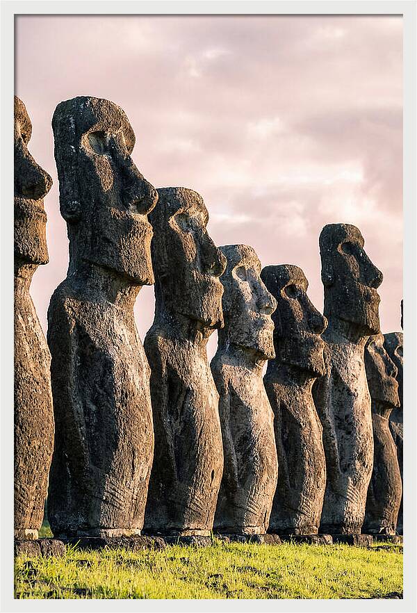 Moai Statues Beneath Dawn Sky