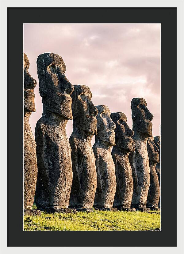 Moai Statues Beneath Dawn Sky