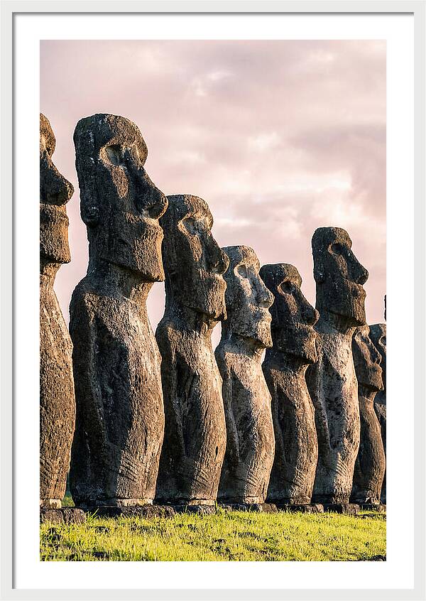 Moai Statues Beneath Dawn Sky
