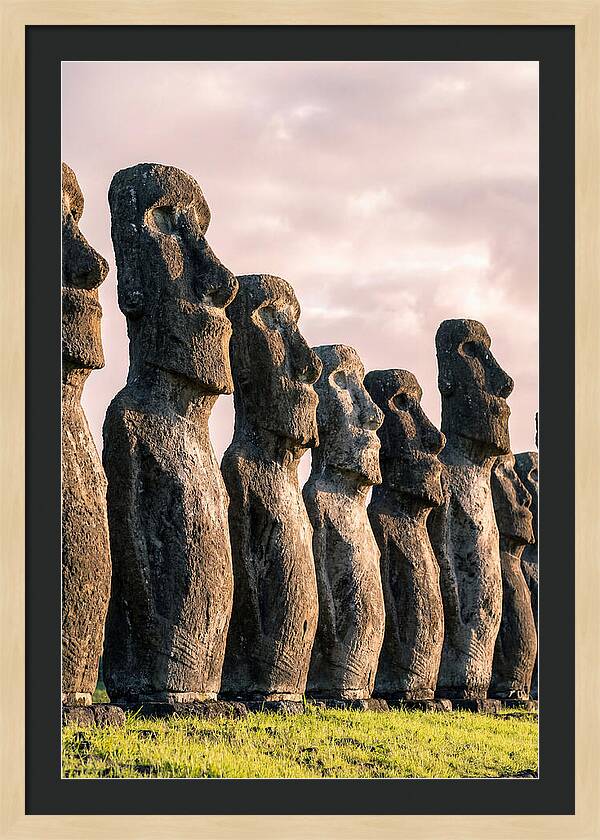 Moai Statues Beneath Dawn Sky