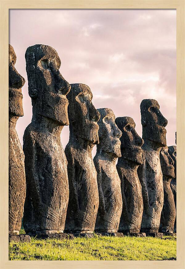 Moai Statues Beneath Dawn Sky