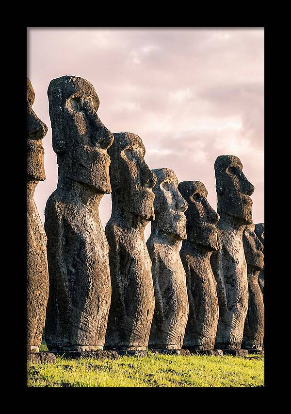 Moai Statues Beneath Dawn Sky